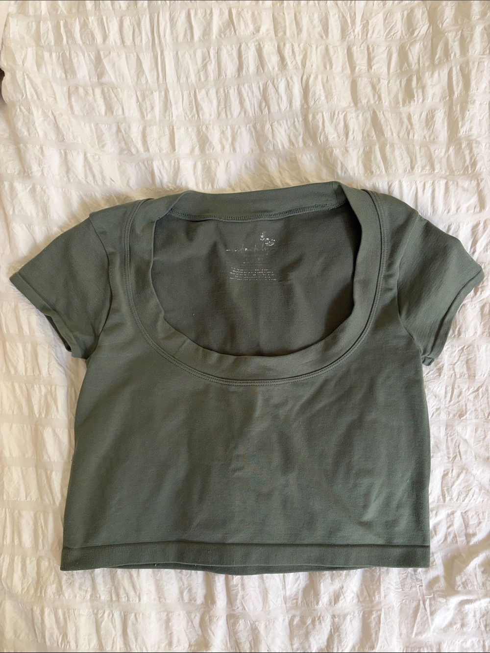 Free People Olive Green Scoop-Neck Crop Top